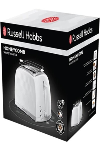 RUSSELL HOBBS محمصة خبز بفتحتين - تصميم عصري بنمط خلية النحل مع فتحات عريضة ل...