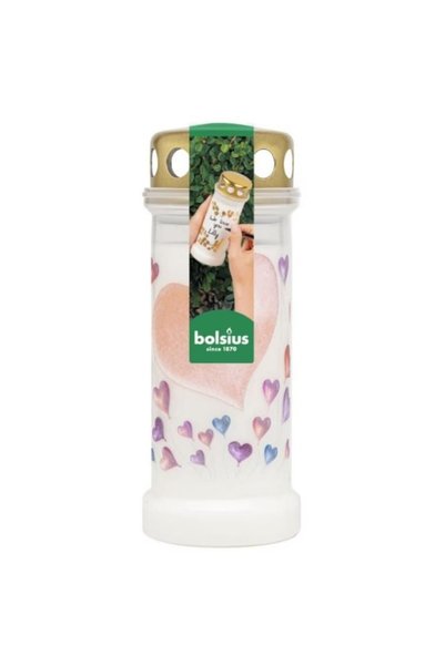Bolsius Set 2 x Candela din Plastic cu Capac, Alba, Model Baloane, Bolsius, N...