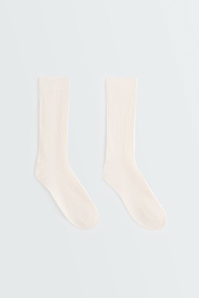 Oysho Ribbed modal blend socks with 15% cashmere