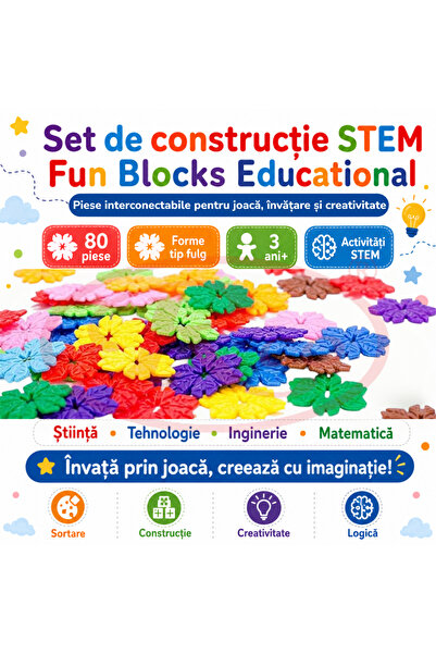 RCO Set de constructie STEM - Fun Blocks Educational, Fulgi de Zapada, + 3 ani