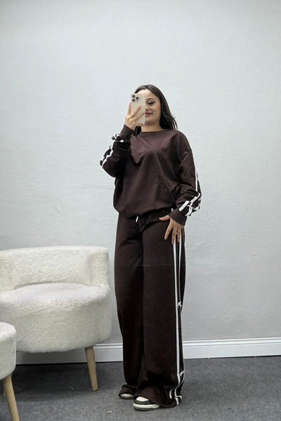 BELENDİR Women's 2 Threaded Tracksuit Set Brown
