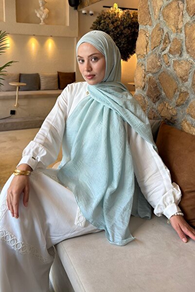 lamelif Line Gg Pattern Aura Cotton Jacquard Shawl Blue