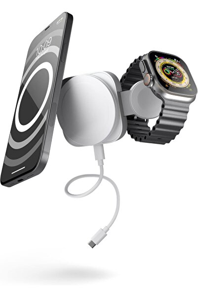 ZENS Încărcător Magnetic de Călătorie 2 în 1 pentru Telefon și Ceas Inteligen...
