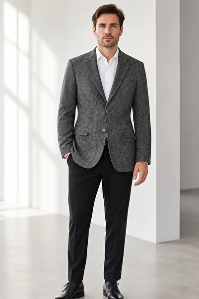 bihan store Bi̇han 4 Drop Cashmere Double Pocket Single Jacket-Smoked