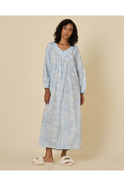 REDTAG Women Sky Blue V-Neck All Over Print Nightgown