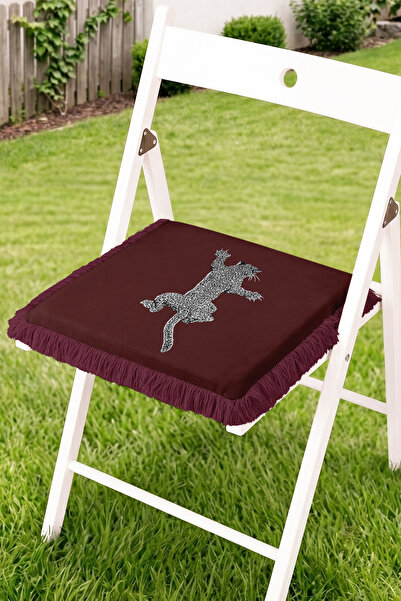 Realhomes Leopard Silhouette Patterned Fringed Zippered Chair Cushion - Moder...