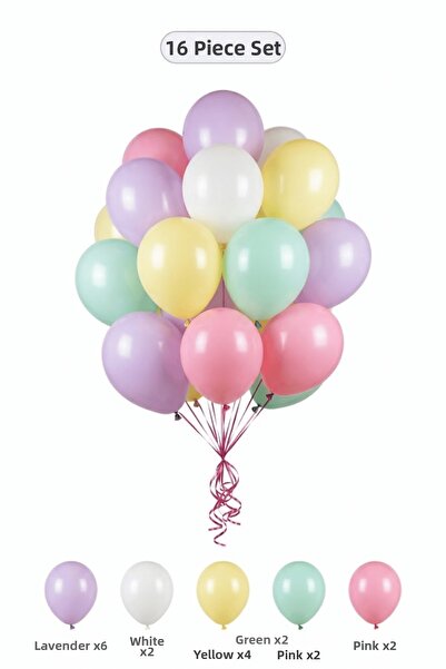 BALOMİS Rose Themed Balloon Set Macaron Yellow White 16 Pieces Girls Birthday...