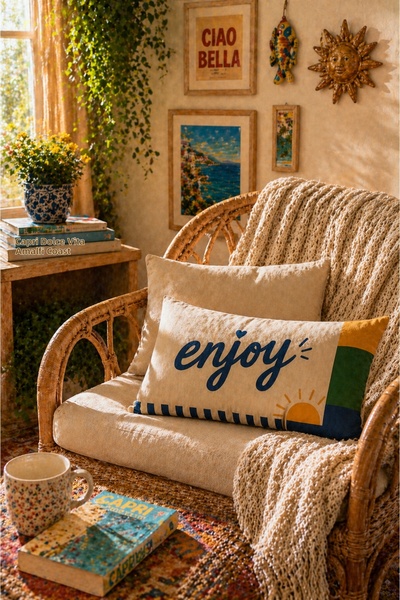SasoHome غطاء وسادة بوهو مقاس 35x55 سم - مزين بنقوش زهور مع نقوش مكتوبة للاستمتاع بديكور غرفة المعيشة الأنيق والحيوي، طقم غطاء وسادة من قطعتين مقاس 30x50 سم