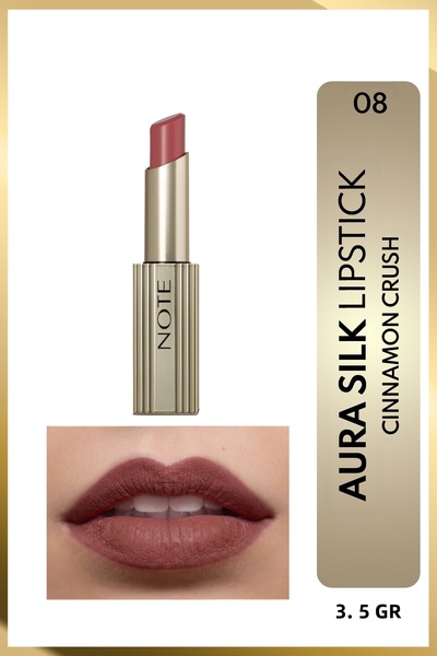 NOTE Aura Silk Lipstick Creamy Semi-Shiny Lipstick 08 Cinnamon Crush - Brown