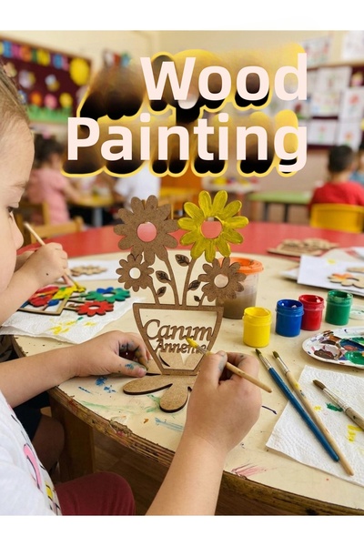 Tooall Wooden Flower and Vase Painting for Kids Nursery Kindergarten Primary ...