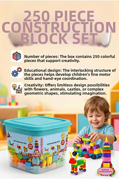 Tıfıl Toys Educational Building Toy Set with 250 Pieces, Colorful Blocks, Fun...