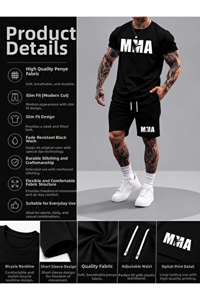 ORVIO Group Men's Mma Sports Set – Summer Combination with Shorts