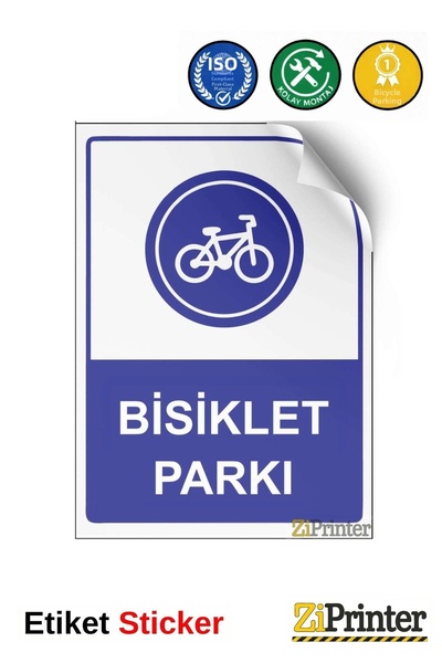 ZiPrinter Bicycle Park Warning Sign Sticker 70X100 cm