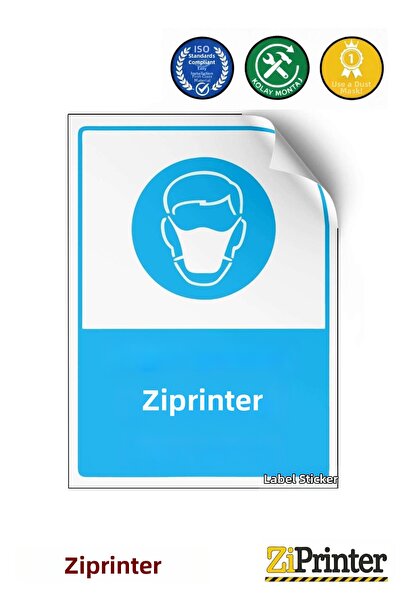 ZiPrinter استخدم قناع التنظيف بالرمل! ملصق لافتة تحذيرية isg مقاس 50x70 سم