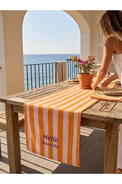 RahanDesign Ciao Bella Covor decorativ cu dungi portocalii - 45x145cm - Covor...