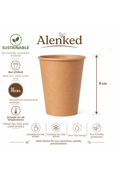 alenked Krfat 8oz Paper Cups 50-Pack