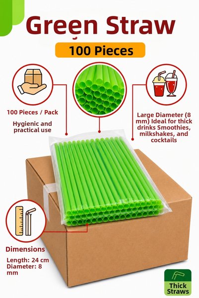 ardin Colorful Thick Frozen Straw 8mm 24cm