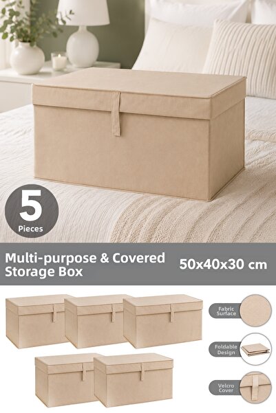 Meleni Home Set of 5 Maxi Size Storage Boxes - Multi-Purpose Organizer Storag...