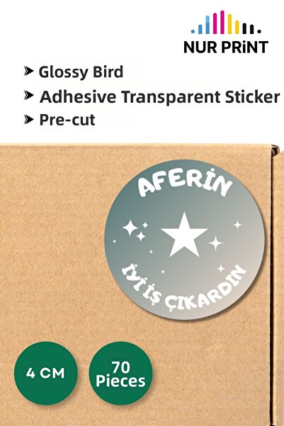 Nur Print Adhesive Sticker, Round Congratulation Label Diameter 4 Cm, Glossy ...