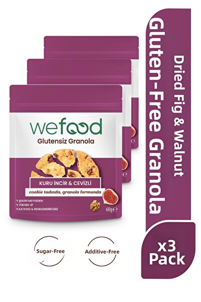 Wefood جرانولا خالية من الغلوتين مع التين المجفف والجوز 60 جرام 3 عبوات