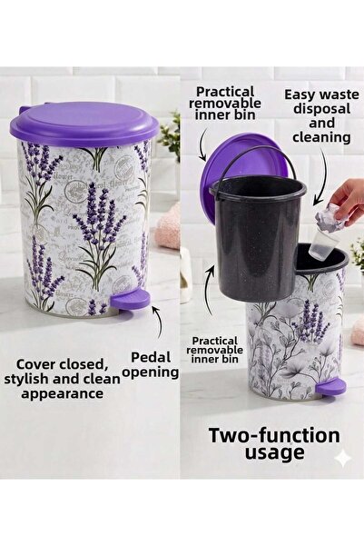 ÇEÇEN HOME (4 No 22 Litre) Pedal Trash Can with Inner Bucket, Push-Open Trash...