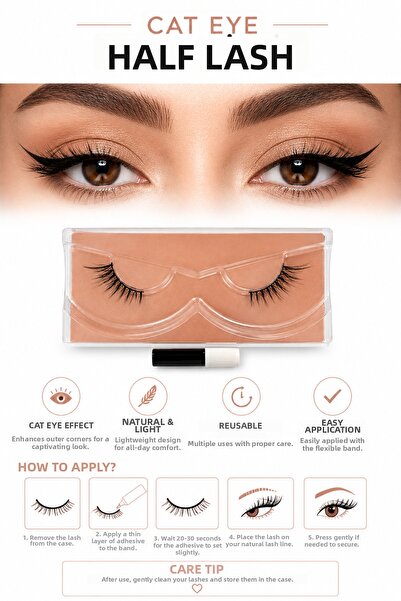 ONNA PROFESSIONAL Cat Eye Lashes Cat Eye Effect False Eyelashes (Half Length)