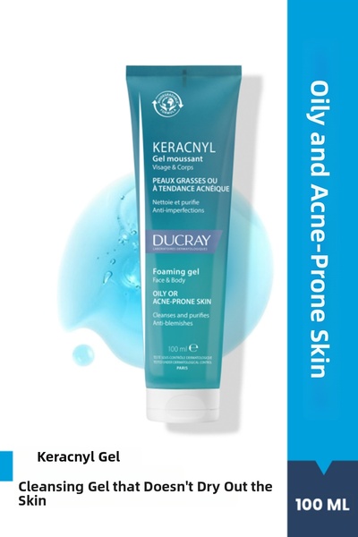 Ducray Keracnyl Facial Cleansing Gel for Oily and Acne-Prone Skin with Purify...