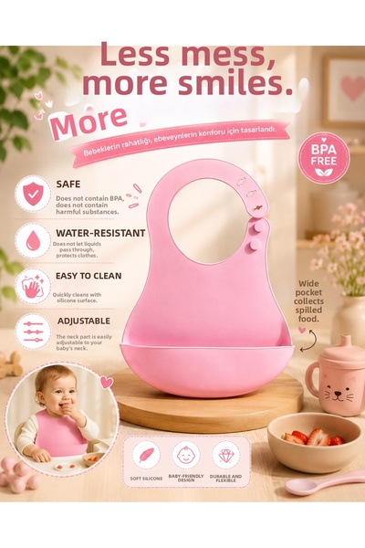 Homea Silicone Baby Bib Waterproof Adjustable Baby Bib Bpa-Free Feeding Bib w...