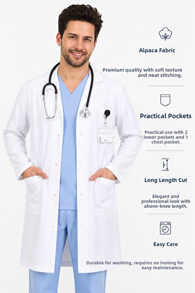 UMAY ÜNİFORMA Men's White Coat Doctor Pharmacist Veterinary Nurse Medical Hea...