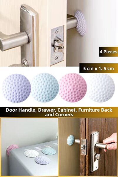 AVEO 4Pcs Self-Adhesive Multi-Purpose Door Furniture Back Wall Protector Whit...