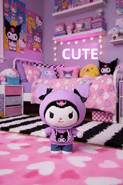 Miniso Sanrio Licensed Kuromi Citywalk Series Standing Plush – 28 cm