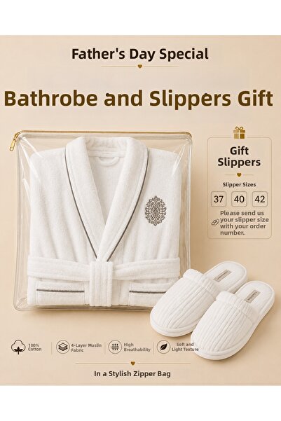Maisonette Tiara Father's Day Gift Slippers 100% Cotton Shawl Collar Embroide...