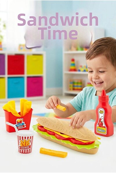 Tıfıl Toys Little Chefs' Fun Fast Food Set! Sandwich Time: 4-Piece Colorful a...