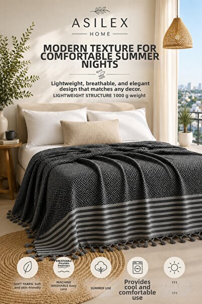Asilex Home Collection Pătură dublă țesută Atıl Pike, 200x250 cm, din bumbac,...