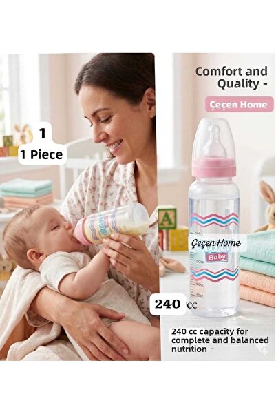 ÇEÇEN HOME (1 Piece) Pink Plastic Baby Bottle with Scale Baby Girl Bottle 240...