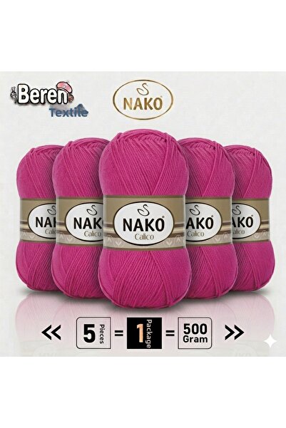 NAKO كاليكو- 04569 فوشيا- عبوة من 5 قطع - 100 جرام/240 متر - خيط للحياكة اليد...