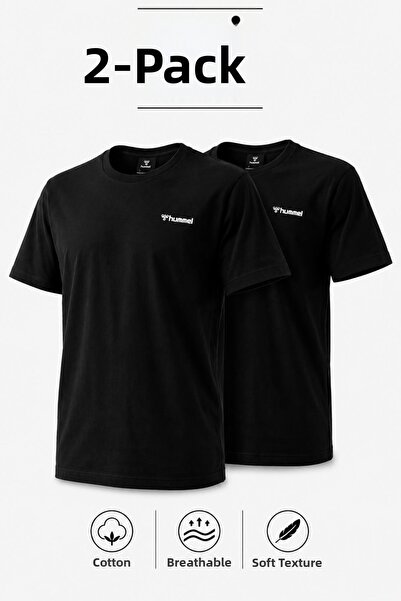 hummel Jullian 912390-2001 Black Men's Two-Pack Basic T-Shirts