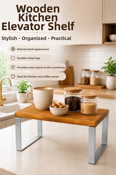 Myend Organizator din lemn pentru dulap, raft cu picioare metalice, organizat...