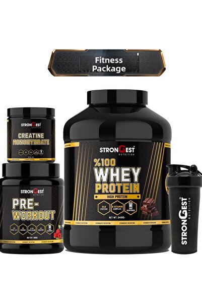 STRONGEST XXL Fitness Package, Chocolate Whey Protein, Creatine, Preworkout, ...