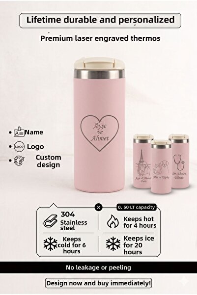 Kelira Stainless Steel Thermos 500ml Black/Pink 2 Color Options