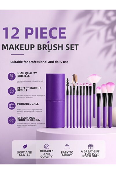 CNDR 12-Piece Makeup Brush Set with Soft Bristles, Suitable for Professional Use