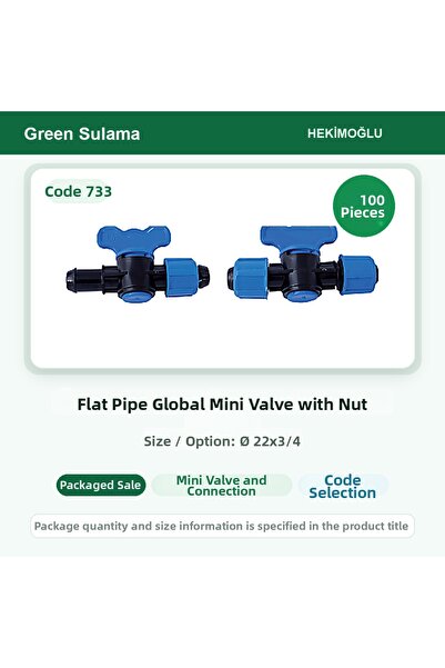 HEKİMOĞLU Flat Pipe Ball Mini Valve with Screw Ø 22X3/4 100 Pieces Package Co...