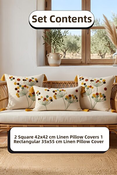 Valmia Home Σετ 3 τεμαχίων Βαμβακερή Κεντημένη Μαξιλαροθήκη Buldan - Διακοσμη...