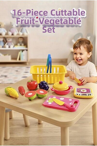 Tıfıl Toys Premium Chef's Kitchen - 16 Piece Cuttable Educational Toy Set wit...