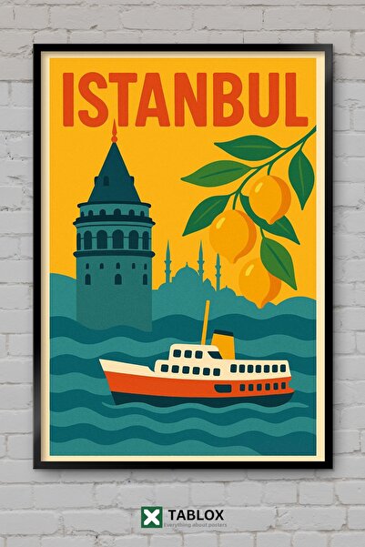TABLOX Istanbul Minimal Galata Tower City Turcia Tablou decorativ din MDF cu ...
