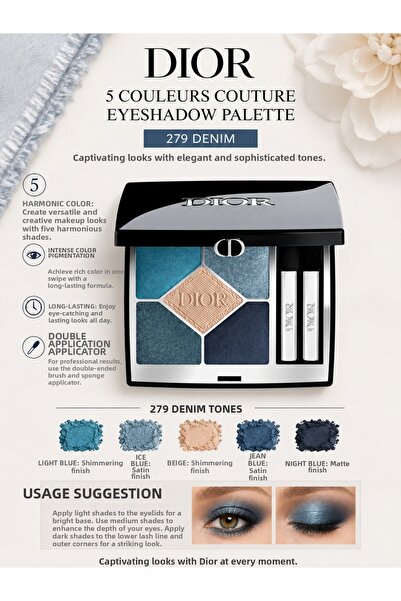 Dior Diorshow 5 Colors - 279 Denim - Ultra Creamy and Radiant Look 5-Piece Ey...