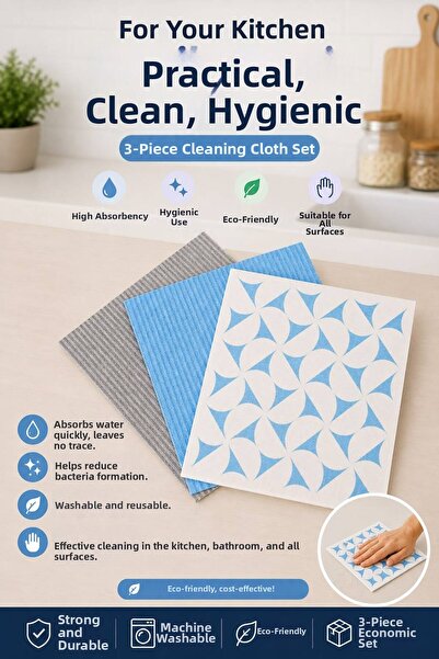 Clean Vibe 3 Colorful 100% Natural Cellulose Microfiber Cleaning Cloths