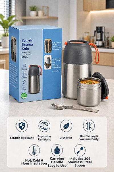 Begin Power 450 ml Stainless Steel Leak-Proof Thermos Food Container / Lunch Box