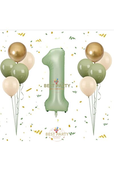BEST PARTİ Best Water Green Number Balloon Set Age-1