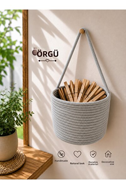 ÖRGÜM Basket Peg Basket Decorative Multi-Purpose Organizer 15X15 cm Pegs Not ...